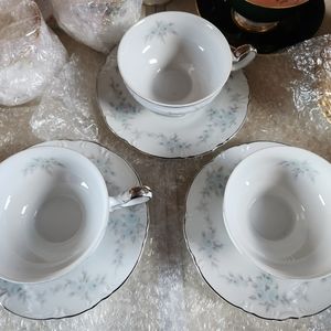 Elegantly Beautiful Vintage Mikasa Japan Barbizon Cups And Saucers -3 Sets